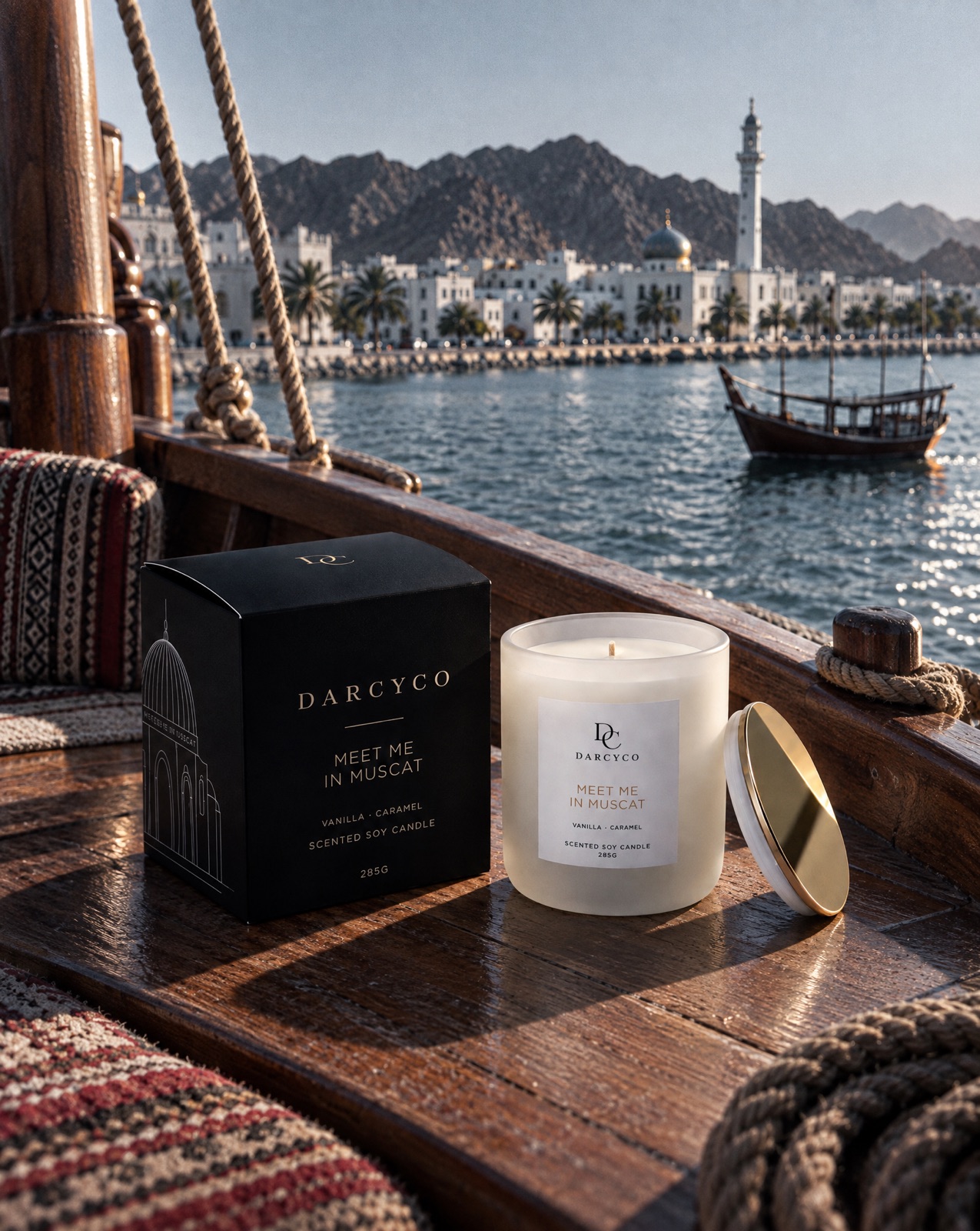 Meet Me in Muscat aboard a dhow on the water in Muscat